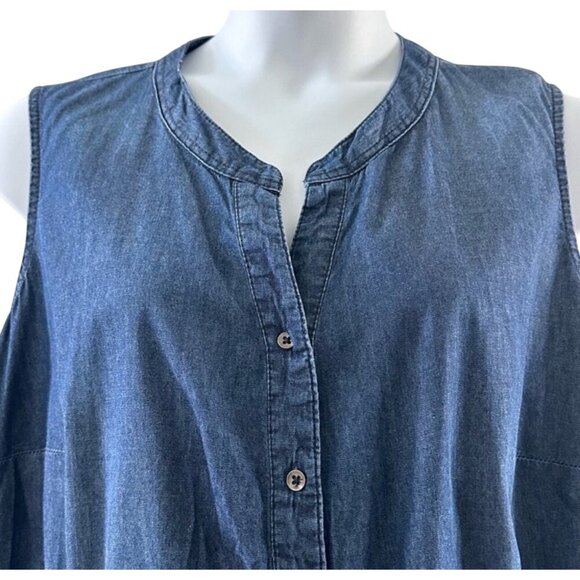 Faded Glory Womens Sleeveless Denim Dress 2X Dark Wash 100% Cotton - Picture 11 of 12